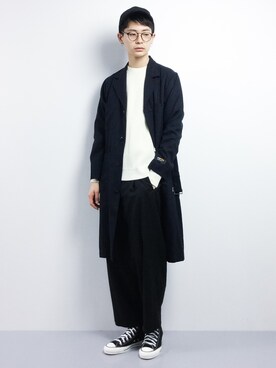 「Steven Alan（スティーブンアラン）のアイテム（ステンカラーコート）」を使った、Yさん（メンズ・184cm）の冬コーディネート