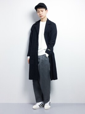 「Steven Alan（スティーブンアラン）のアイテム（ステンカラーコート）」を使った、Yさん（メンズ・184cm）の冬コーディネート