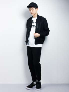 「glamb（グラム）のアイテム（MA-1）」を使った、Yさん（メンズ・184cm）の冬コーディネート