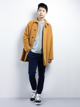 「Steven Alan（スティーブンアラン）のアイテム（ステンカラーコート）」を使った、Yさん（メンズ・184cm）の冬コーディネート