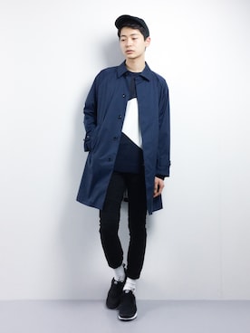 「BEAMS（ビームス）のアイテム（ステンカラーコート）」を使った、Yさん（メンズ・184cm）の冬コーディネート
