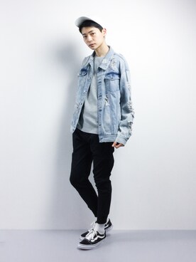 「ZIP FIVE（ジップファイブ）のアイテム（デニムジャケット）」を使った、Yさん（メンズ・184cm）の春コーディネート