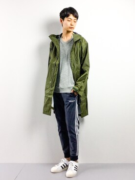 「BEAMS（ビームス）のアイテム（モッズコート）」を使った、Yさん（メンズ・184cm）の春コーディネート