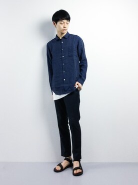 「my beautiful landlet（マイビューティフルランドレット）のアイテム（トップス）」を使った、Yさん（メンズ・184cm）の春コーディネート