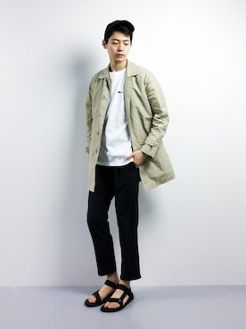 「LACOSTE（ラコステ）のアイテム（ステンカラーコート）」を使った、Yさん（メンズ・184cm）の春コーディネート