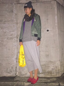 「ROOTOTE（ルートート）のROOTOTE RT デリ・フェザールーD（トートバッグ）」を使った、MIDORIさん（レディース・177cm・10代）の冬コーディネート