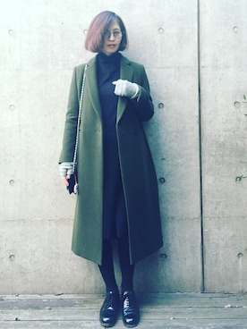 「mame（マメ）のアイテム（ダウンジャケット/コート）」を使った、安田美沙子さん（レディース・162cm）の冬コーディネート