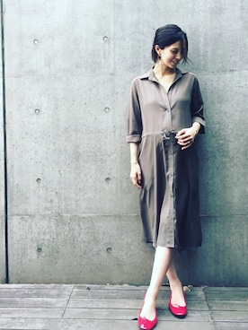 「M.deux（エムドゥ）のアイテム（ワンピース）」を使った、安田美沙子さん（レディース・162cm）の春コーディネート