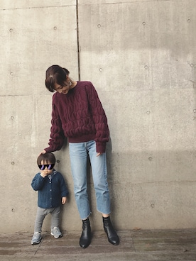 「BONTON（ボントン）のアイテム」を使った、安田美沙子さん（レディース・162cm）の秋コーディネート