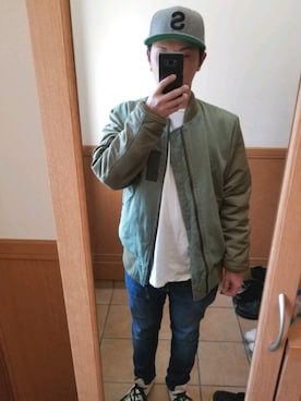 「Lee（リー）のアイテム（MA-1）」を使った、Hayato さん（メンズ・173cm）の冬コーディネート