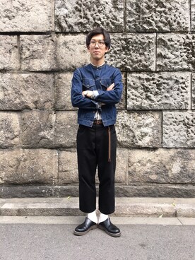 「Scye（サイ）のアイテム（デニムジャケット）」を使った、carさん（メンズ・187cm）の春コーディネート