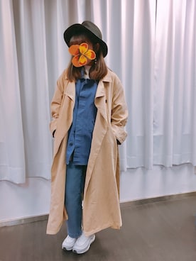 「寒い」｜「アイテム（デニムジャケット）」を使った、ゆこさん（レディース・160cm）の冬コーディネート