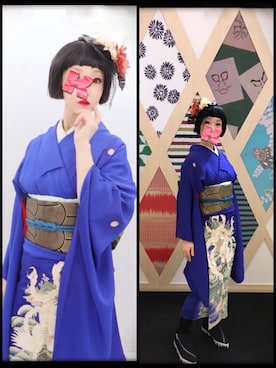 「きもの」｜「アイテム（浴衣）」を使った、かはりーぬさん（レディース・153cm）の春コーディネート