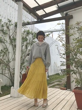 「archives e'pice（アルシーヴエピス）のアイテム（スカート）」を使った、Nemuさん（レディース・161cm）の春コーディネート