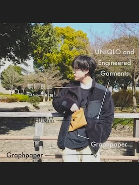 「Graphpaper（グラフペーパー）のアイテム（ベスト）」を使った、ごんしさん（メンズ・177cm）の春コーディネート