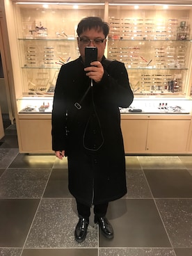 「全身黒」｜「アイテム（ダッフルコート）」を使った、ozyさん（メンズ・169cm）の冬コーディネート