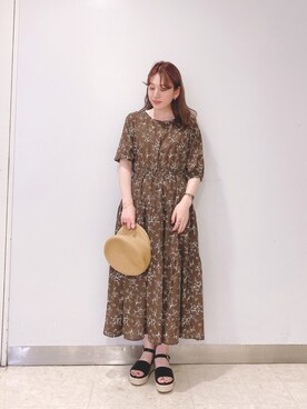 「レトロ」｜「アイテム（キャップ）」を使った、H a k iさん（レディース・154cm）の夏コーディネート