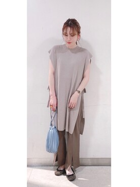 「プリーツバッグ」｜「アイテム（その他）」を使った、H a k iさん（レディース・154cm）の秋コーディネート
