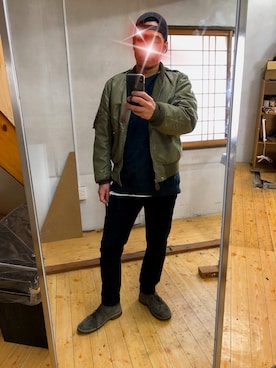「Buzz Rickson's（バズリクソンズ）のアイテム（MA-1）」を使った、you-rockさん（メンズ・167cm）の春コーディネート