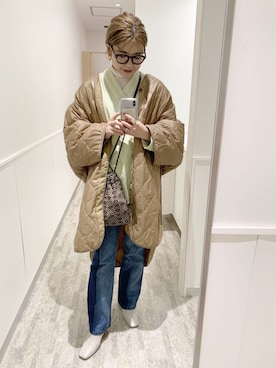 「JEANASIS（ジーナシス）のアイテム（ナイロンジャケット）」を使った、yukiさん（レディース・155cm）の冬コーディネート