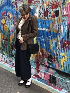 「Handmade（ハンドメイド）のアイテム（テーラードジャケット）」を使った、유우さん（レディース・166cm）の秋コーディネート