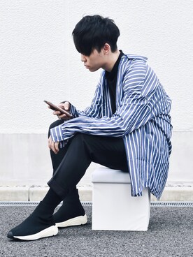 「Lazar（ラザル）のアイテム（トップス）」を使った、ゆうげんさん（メンズ・174cm）の夏コーディネート