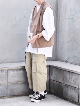 「YARD PLUS（ヤードプリュス）のアイテム（パンツ）」を使った、ゆうげんさん（メンズ・174cm）の夏コーディネート