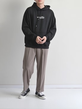 「CREARE LINO」｜「アイテム（パーカー）」を使った、ゆうげんさん（メンズ・174cm）の秋コーディネート