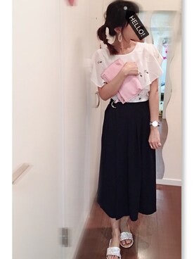 「DHOLIC（ディーホリック）のアイテム（チノパンツ）」を使った、licoleさん（レディース・162cm）の夏コーディネート