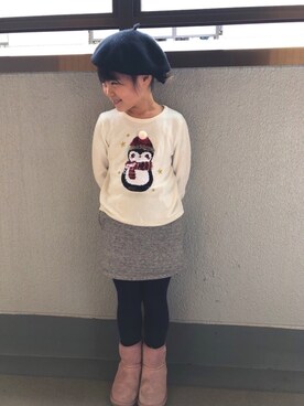 「H&M（エイチ・アンド・エム）のアイテム（その他トップス）」を使った、miko328さん（キッズ・120cm）の冬コーディネート