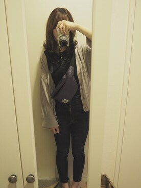 「dazzlin（ダズリン）のバックＷレースアップスキニーパンツ（デニムパンツ）」を使った、h i n aさん（レディース・158cm）の春コーディネート