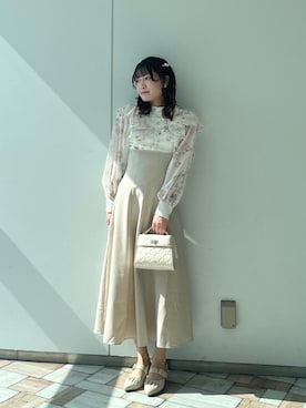 「アイテム（その他シューズ、ホワイト系）」を使った、nagoさん（レディース・158cm）の春コーディネート