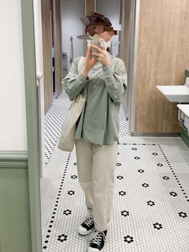 「chocomee（チョコミー）のアイテム（パンツ）」を使った、Nana*さん（レディース・158cm）の春コーディネート