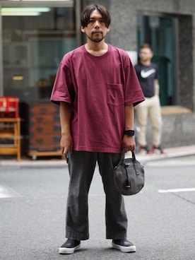 「DECADE（ディケイド）のアイテム（バッグ）」を使った、MURAさん（メンズ・171cm）の夏コーディネート