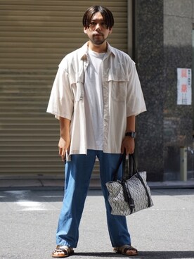 「DECADE（ディケイド）のアイテム（バッグ）」を使った、MURAさん（メンズ・171cm）の夏コーディネート