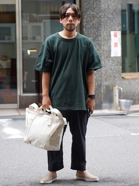「abahouse」｜「アイテム（スリッポン）」を使った、MURAさん（メンズ・170cm）の夏コーディネート