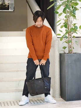 「DECADE（ディケイド）のアイテム（バッグ）」を使った、MURAさん（メンズ・171cm）の秋コーディネート