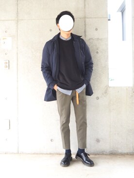 「Lui's（ルイス）のナローベルト（ベルト）」を使った、”ぽんた”さん（メンズ・173cm）の冬コーディネート