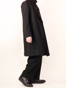 「LAD MUSICIAN（ラッドミュージシャン）のアイテム（チェスターコート）」を使った、服西さん（メンズ・173cm）の春コーディネート