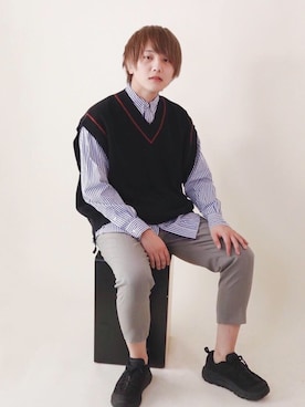 「HOKA ONE ONE × Engineered  Garments」｜服西さん（メンズ・173cm）の春コーディネート