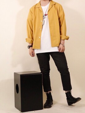 「Johnbull Private labo（ジョンブルプライベートラボ）のアイテム（トップス）」を使った、服西さん（メンズ・173cm）の夏コーディネート