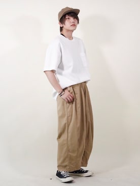 「SUNSEA（サンシー）のアイテム（帽子）」を使った、服西さん（メンズ・173cm）の夏コーディネート