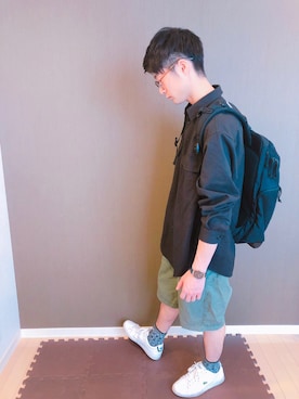 「ラコステ」｜「アイテム（アナログ腕時計）」を使った、しょうさん（メンズ・165cm）の夏コーディネート