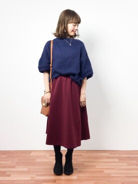 「夢展望（ユメテンボウ）のアイテム（ブーツ）」を使った、内山陽菜さん（レディース・149cm）の冬コーディネート