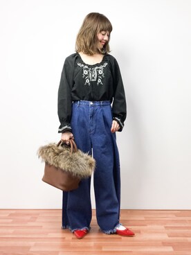 「BASE（ベース）のアイテム」を使った、内山陽菜さん（レディース・149cm）の冬コーディネート