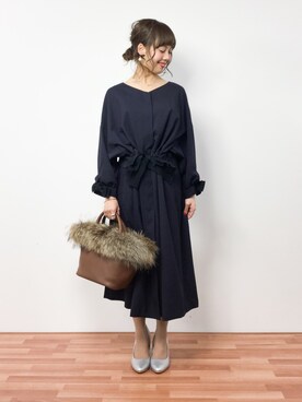 「BASE（ベース）のアイテム」を使った、内山陽菜さん（レディース・149cm）の冬コーディネート