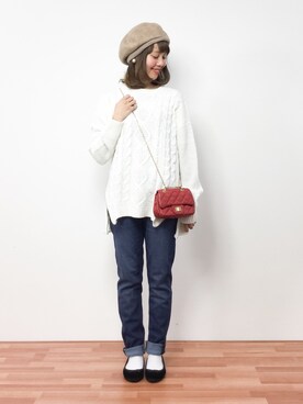 「adonis green（アドニスグリーン）のアイテム」を使った、内山陽菜さん（レディース・149cm）の冬コーディネート