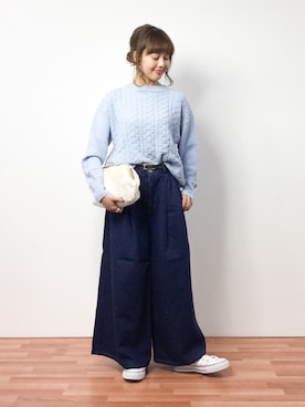 「LAPUIS（ラピュイ）のアイテム（バッグ）」を使った、内山陽菜さん（レディース・149cm）の冬コーディネート