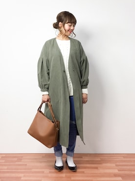 「select MOCA（セレクトモカ）のアイテム（トレンチコート）」を使った、内山陽菜さん（レディース・149cm）の冬コーディネート
