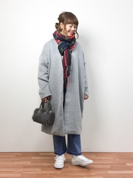 「STYLEST（スタイレスト）のアイテム（ジャケット/アウター）」を使った、内山陽菜さん（レディース・149cm）の冬コーディネート